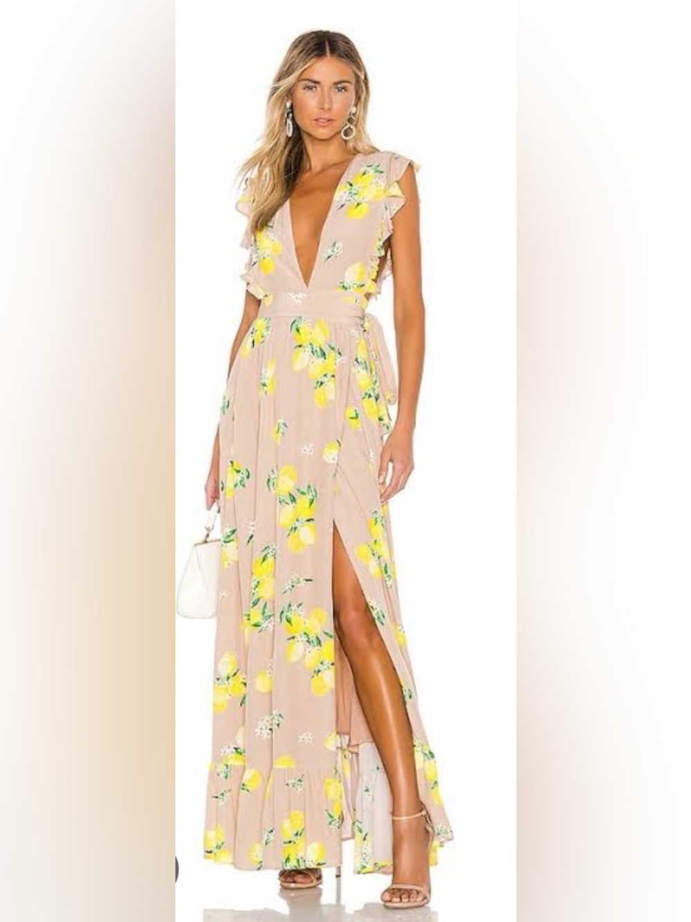 MOJORELLE XS Sweet Pea Wrap Lemon Maxi Dress Excellent Condition $300